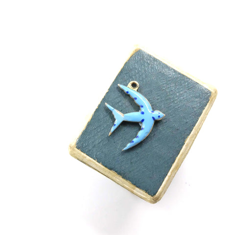 Vintage 9ct Gold Enamel Swallow Bird Charm