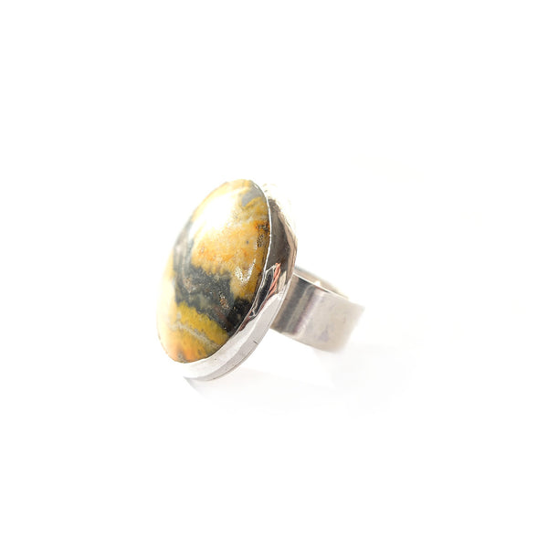 Bumble Bee Jasper Gemstone Ring Set in Sterling Silver 'CREATIVITY'