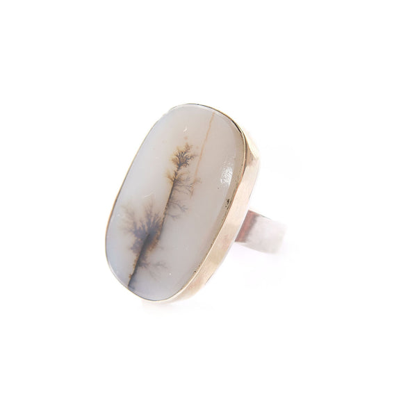 Dendritic Agate Gemstone Ring Set in 9ct Gold - 'OPPORTUNITY'