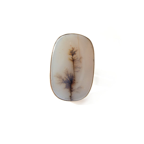 Dendritic Agate Gemstone Ring Set in 9ct Gold - 'OPPORTUNITY'