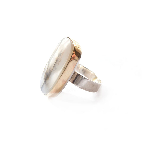 Dendritic Agate Gemstone Ring Set in 9ct Gold - 'OPPORTUNITY'