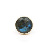 Labradorite Faceted Round Gemstone Ring set in 9ct Gold 'PROTECTION'
