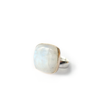 Rainbow Moonstone Square Gemstone Ring Set in 9ct Gold 'NEW BEGINNINGS'