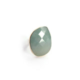 Aquamarine Rose Cut Gemstone Ring Set in 9ct Gold Sterling Silver 'TRANQUILITY'