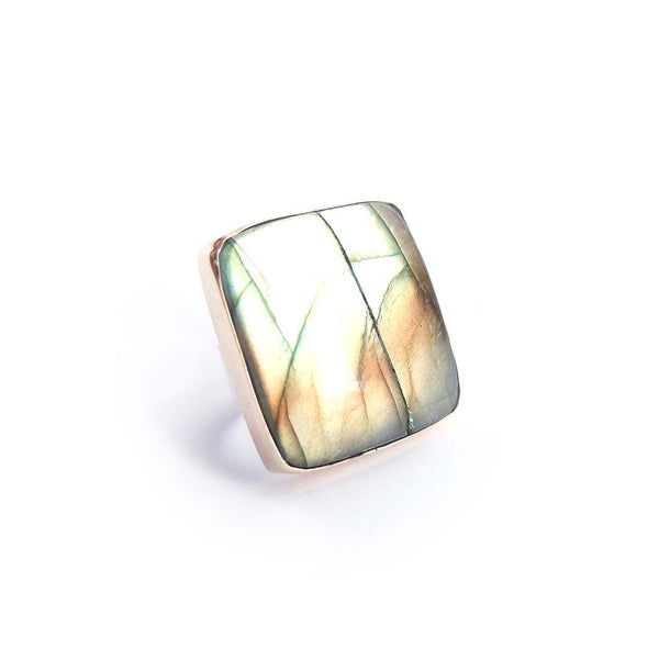 Labradorite Cushion Cut Gemstone Ring set in 9ct Gold 'PROTECTION'