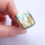 Labradorite Cushion Cut Gemstone Ring set in 9ct Gold 'PROTECTION'