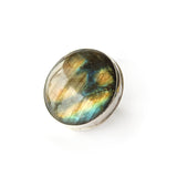 Labradorite Large Round Gemstone Ring set in Sterling Silver 'PROTECTION'