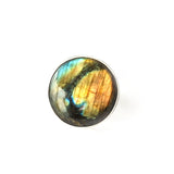 Labradorite Large Round Gemstone Ring set in Sterling Silver 'PROTECTION'
