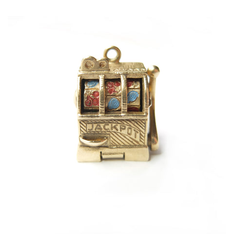 Vintage 9ct Gold Fruit Machine Charm with Pull Handle