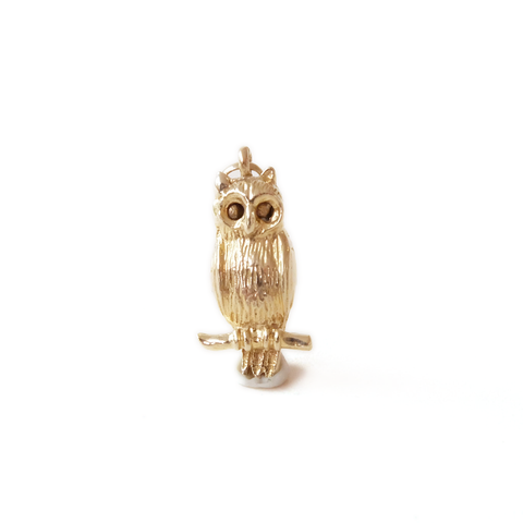 Vintage 9ct Gold Charm Pendant - Owl