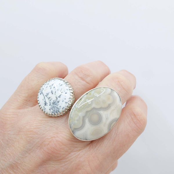 Dendritic Agate Gemstone Ring Set in Sterling Silver - 'OPPORTUNITY'