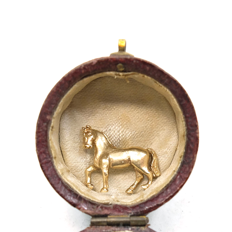 Vintage 9ct Gold Race Horse (Pony) Charm with Belcher Chain