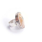 Ocean Jasper Round Gemstone Ring Set in Sterling Silver 'MINDFULLNESS'