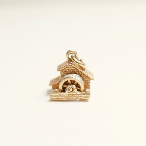 Vintage 9ct Gold Water Mill Charm (Moving)