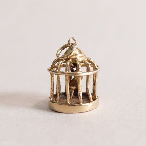 Vintage 9ct Gold Charm - Bird Cage Charm for charm bracelets