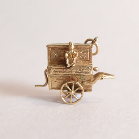 Vintage 9ct Gold Charm - Piano Music Box Charm Monkey & Organ Grinder