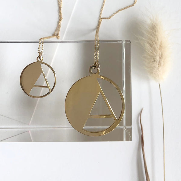 Gold Art Deco Initial Letter Pendant Necklace