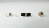 9ct Gold Herkimer Diamond Black Tourmaline Gemstone Single Stud Earring - 'Clarity'