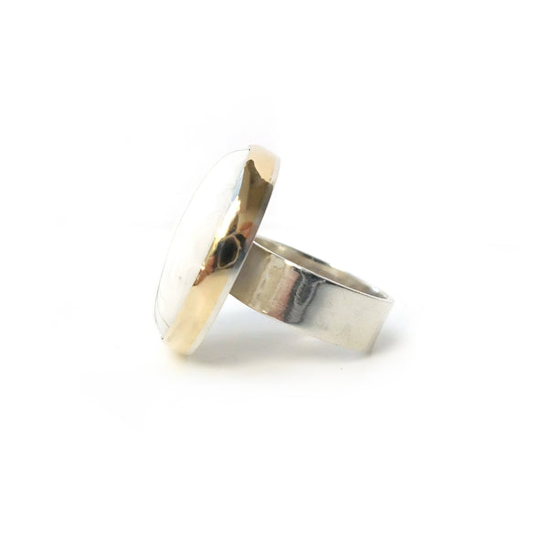 HOWLITE GEMSTONE RING SET IN 9CT GOLD & STERLING SILVER 'AWARENESS'