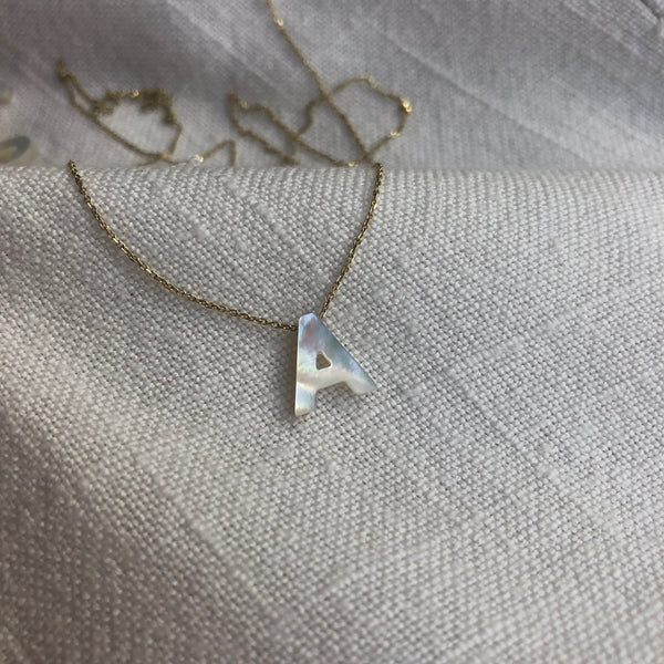 Mother Of Pearl 9ct Gold Initial Necklace