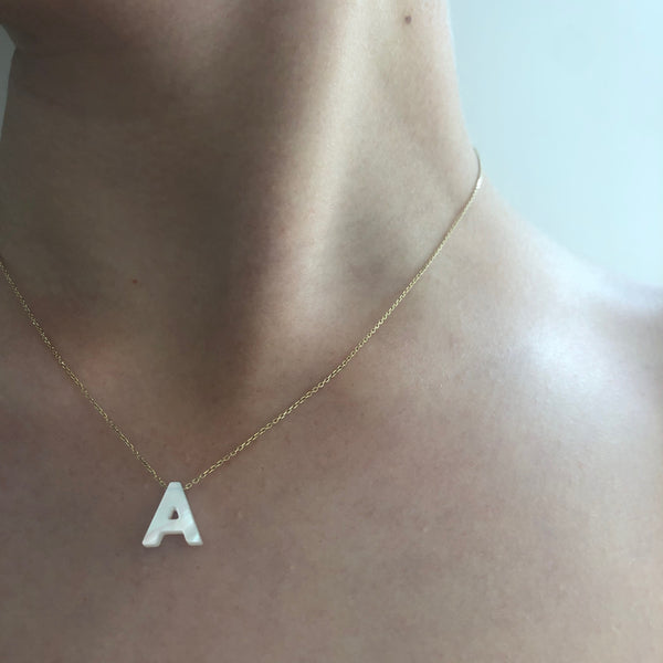 Mother Of Pearl 9ct Gold Initial Necklace