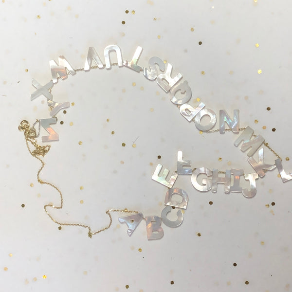 Mother Of Pearl 9ct Gold Initial Necklace
