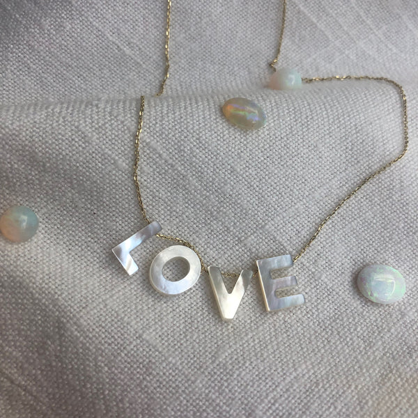 Mother Of Pearl 9ct Gold Initial Necklace