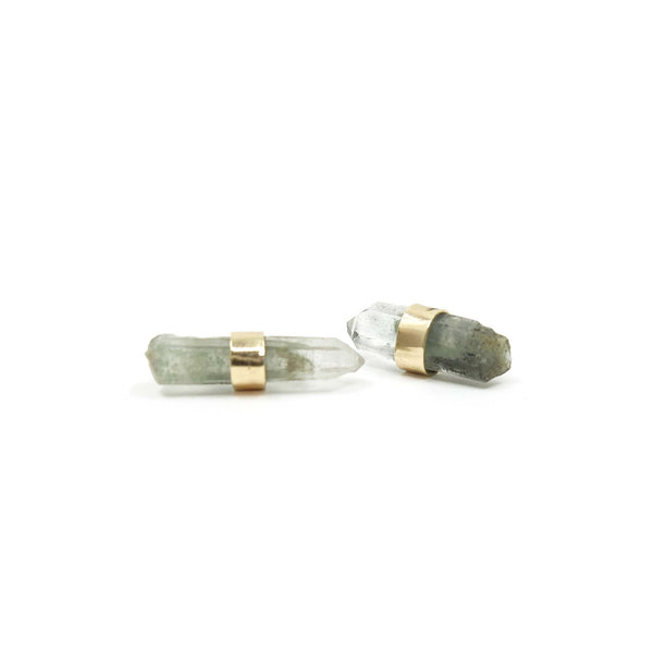 9ct Gold Phantom Quartz Gemstone Single Stud Earring  - 'Change'