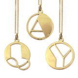 Gold Art Deco Initial Letter Pendant Necklace