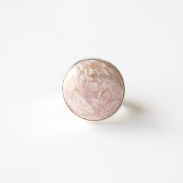 Rhodochrosite gemstone ring in sterling silver