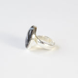 Black Striped Agate Gemstone Ring Set in Sterling Silver 'CONFIDENCE'