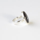 Black Striped Agate Gemstone Ring Set in Sterling Silver 'CONFIDENCE'