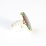 Round Chrysocolla Gemstone Ring in Silver and gold side