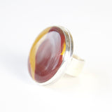 mookaite gemstone ring in sterline silver - from left