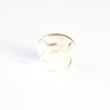 mother of pearl ring - semi precious gemstone ring set in gold with a silver band -  bottom view of ring underside