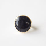 blue goldstone gemstone round ring in 9ct gold