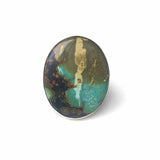 dark colours tibetan turquoise gemstone ring oval - in sterling silver