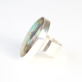 dark colours tibetan turquoise gemstone ring oval - in sterling silver - left side
