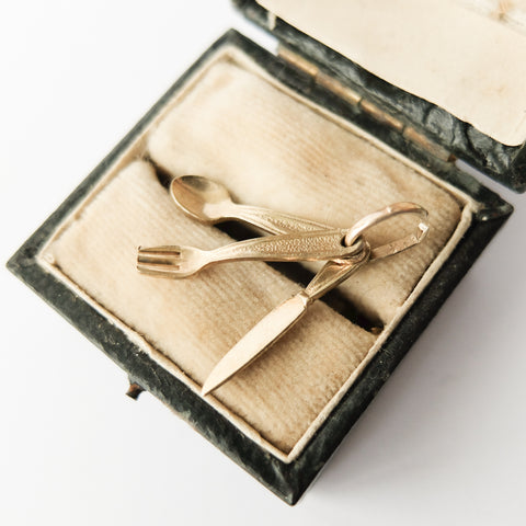 Vintage 9ct Gold Cutlery Set Cutlery Set (Knife, Fork, Spoon) Charm