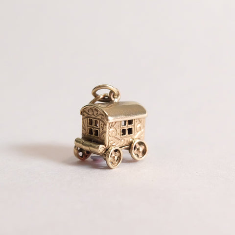 Vintage 9ct Gold Opening Gypsy Caravan Charm