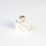 white agate semi precious gemstone ring set in sterling silver - bottom of ring