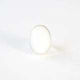 white agate semi precious gemstone ring set in sterling silver