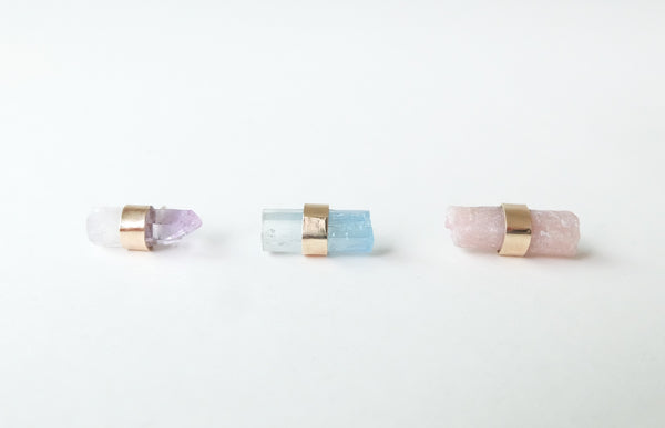 9ct Gold Raw Amethyst Gemstone Single Stud Earring 'Positivity'