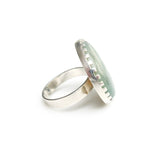 large round aventurine gemstone ring set in sterling silver - right side view