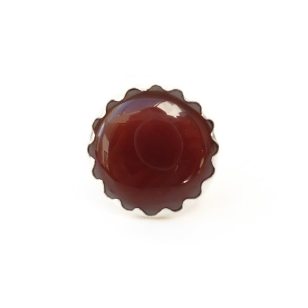 carnelian gemstone ring set in a sterling silver setting