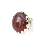 carnelian gemstone ring set in a sterling silver setting - left side