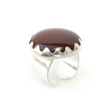 carnelian gemstone ring set in a sterling silver setting - bottom side
