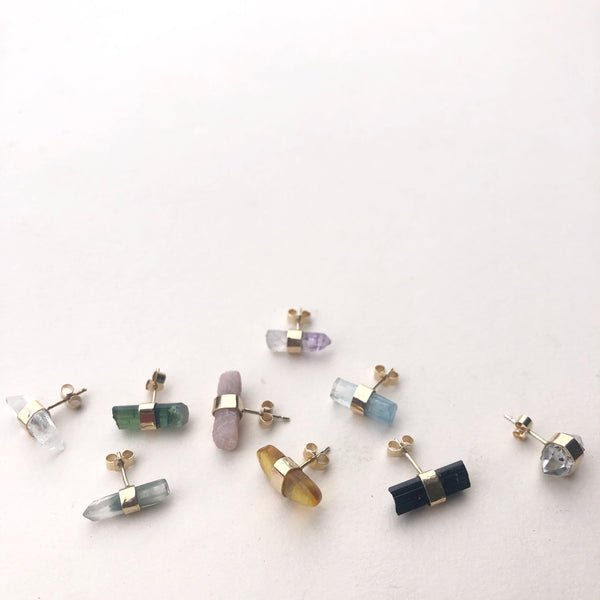 9ct Gold Rose Quartz Gemstone Single Stud Earring - 'Love'