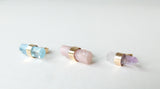 9ct Gold Raw Aquamarine Rose Quartz Amethyst Gemstone Single Stud Earring 'Healing'