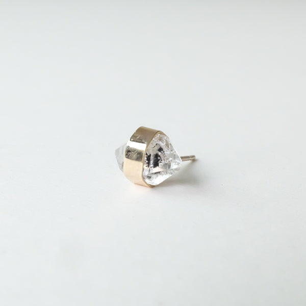 9ct Gold Herkimer Diamond Gemstone Single Stud Earring - 'Clarity'